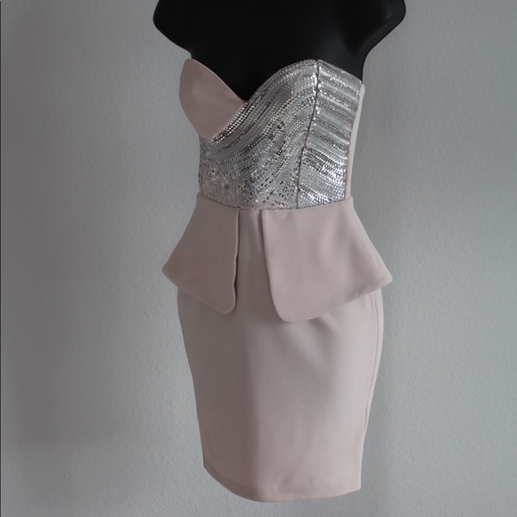 Peplum strapless sequin mini dress - Picture 2 of 3